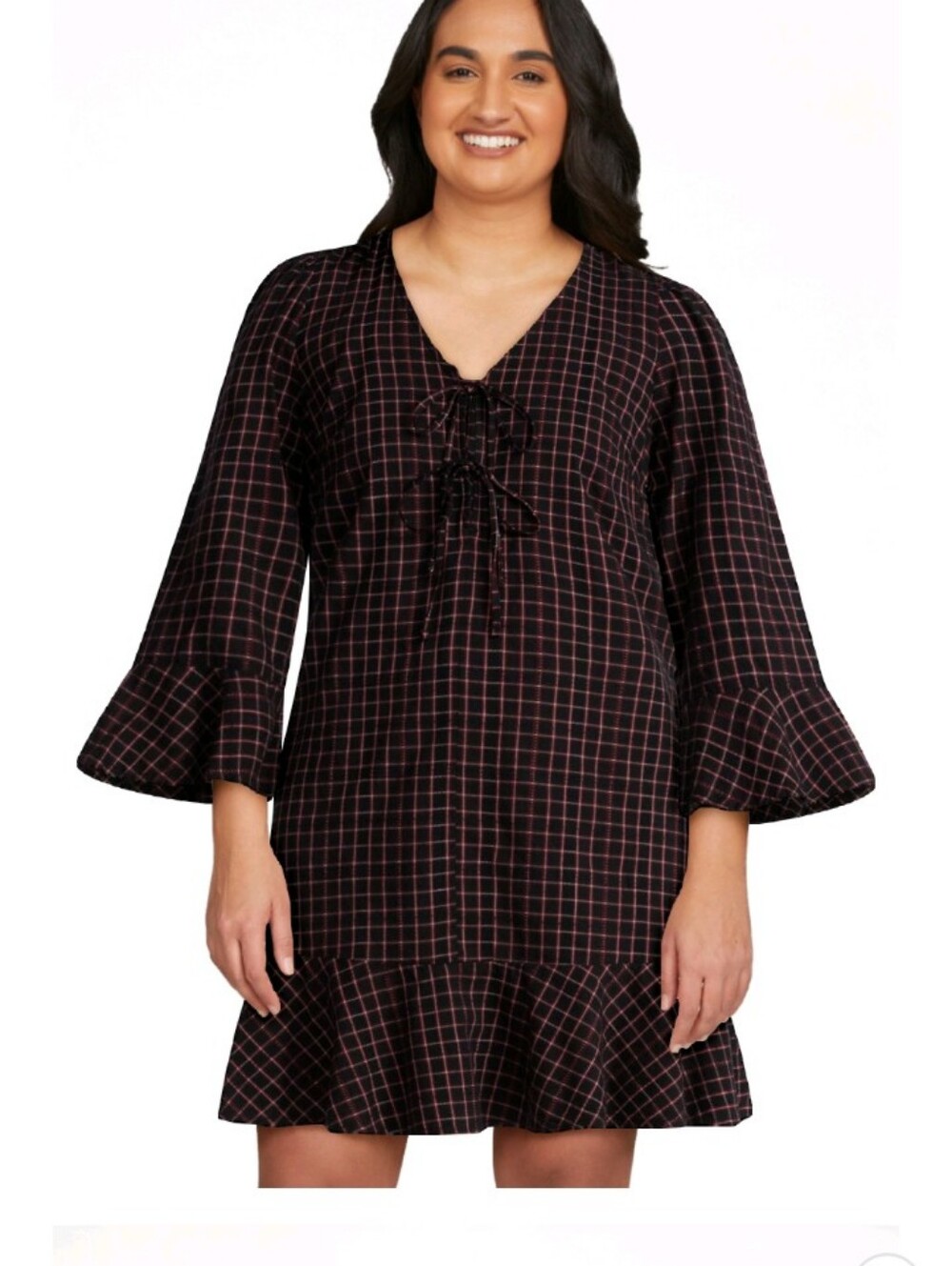 Time And Tru Plaid Ruffle Mini Dress Sz XXXL 22